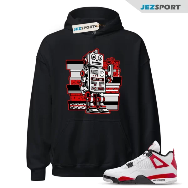 Sneaker Bot Red Cement Hoodie to Match Jordan 4 Retro Red Cement DH6927-161, Matching Sneaker Hoodie