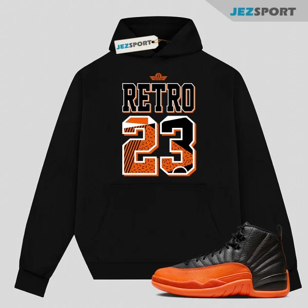 Retro 23 Hoodie to Match Jordan 12 Retro Brilliant Orange, FD9101 081 Matching Sneaker Hoodie