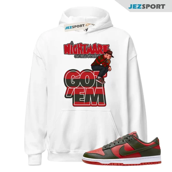 We Will Fit Hoodie To Match The Dunk Mystic Red Freddy Krueger Dunks Hoodie, Matching Sneaker Hoodie