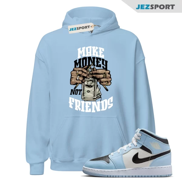 MM Hoodie to match Air Jordan 1 Mid GS Ice Blue Sail Black White UNC, Matching Sneaker Hoodie