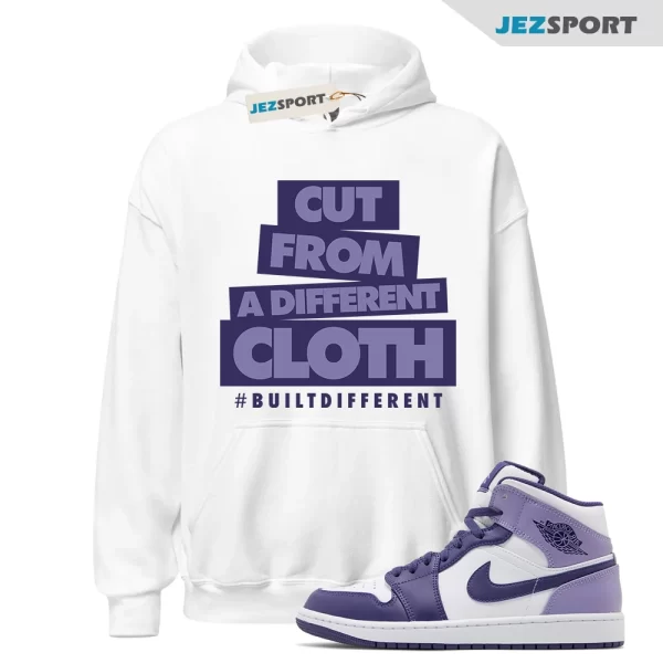 CLOTH Hoodie to match Air Jordan 1 Mid Sky J Light Purple Blueberry White, Matching Sneaker Hoodie