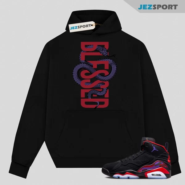 SNAKEB Hoodie to match Jordan MVP Raptors Black Dark Concord Uni Red Anthracite, Matching Sneaker Hoodie