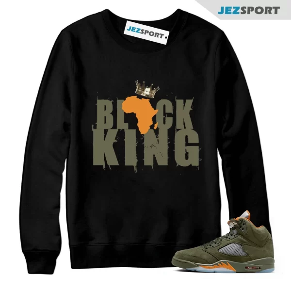 Black King Crown Unisex Sweatshirt Jordan 5 Olive to match Sneaker, Matching Sneaker Sweatshirt