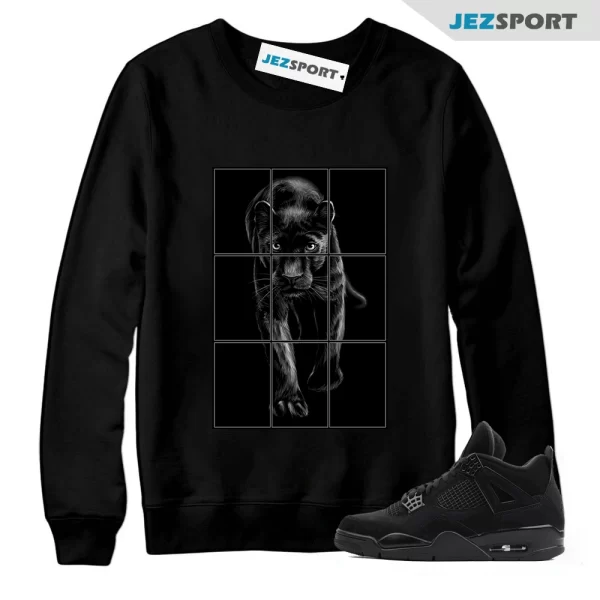 Panther Unisex Sneaker Sweatshirt Matches Jordan 4 “Black Cat” 2020, Matching Sneaker Sweatshirt