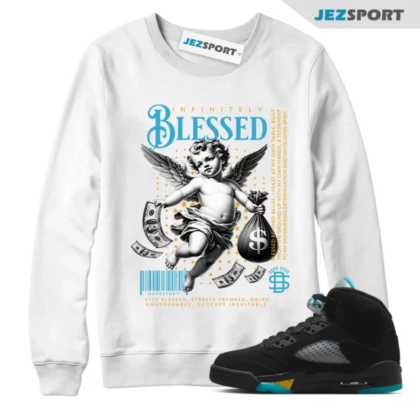 Air Jordan 5 Retro GS Aqua Sweatshirt Infinitely Blessed Graphic Sweatshirt, Matching Sneaker Sweatshirt