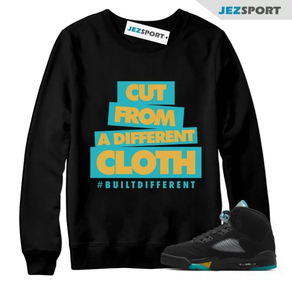 CLOTH Sweatshirt to match Air Jordan 5 Aqua Retro Taxi Black Aquatone Hornets Yellow, Matching Sneaker Sweatshirt