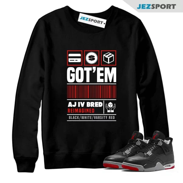 Copped Sneaker Sweatshirt to Match Jordan 4 Retro Bred Reimagined, Matching Sneaker Sweatshirt