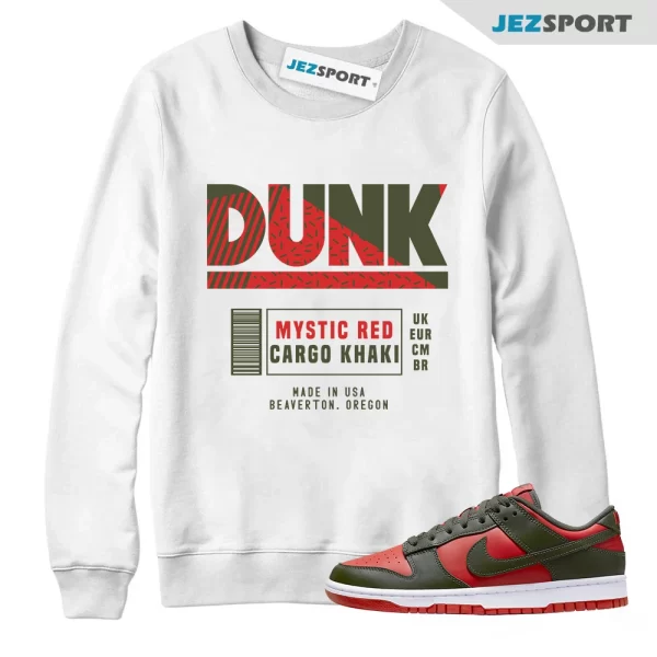 Sneaker Label Sweatshirt to Match Dunk Low Mystic Red Cargo Khaki, Matching Sneaker Sweatshirt