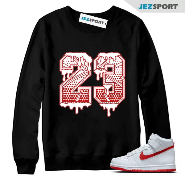 23 Basketball Sneaker Sweatshirt Made To Match Dunks High White Picante Red, Matching Sneaker Sweatshirt