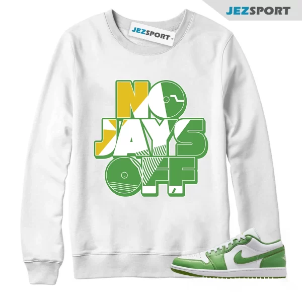 Jay All Day Sneaker Sweatshirt White to Match Jordan 1 Low SE Chlorophyll HF4823-100, Matching Sneaker Sweatshirt