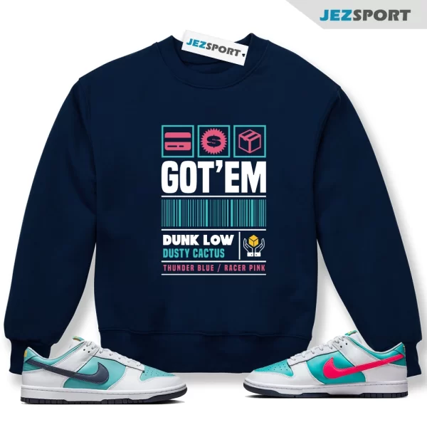 Copped Sneaker Sweatshirt Blue to Match Dunk Low Dusty Cactus HF4850-345 Matching Sneaker Sweatshirt