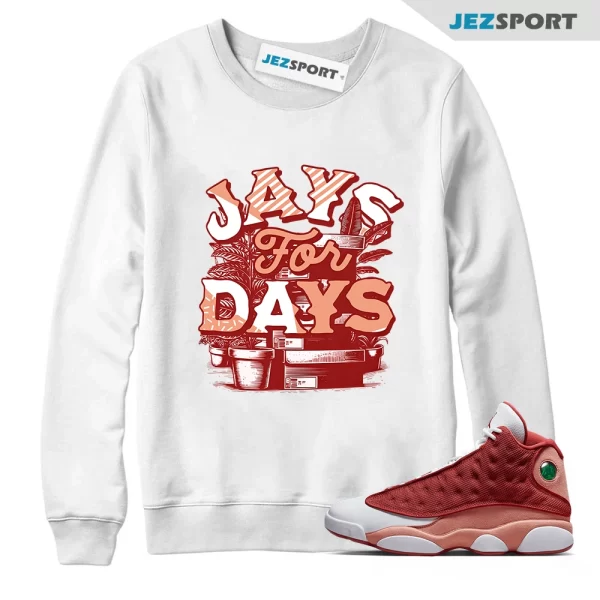 Stacked Sneaker Sweatshirt White to Match Jordan 13 Retro Dune Red DJ5982-601, Matching Sneaker Sweatshirt