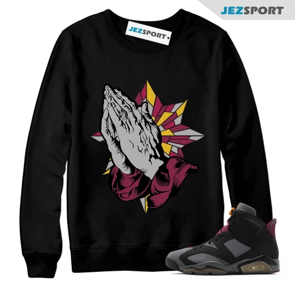 Bordeaux Blessed Sweatshirt Black to Match Air Jordan 6 Retro Bordeaux CT8529 063, Matching Sneaker Sweatshirt