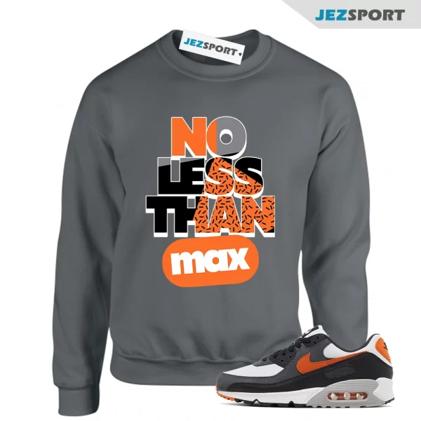 No Less Sneaker Sweatshirt to Match Air Max 90 White Black Orange, DM0029-101 Matching Sneaker Sweatshirt