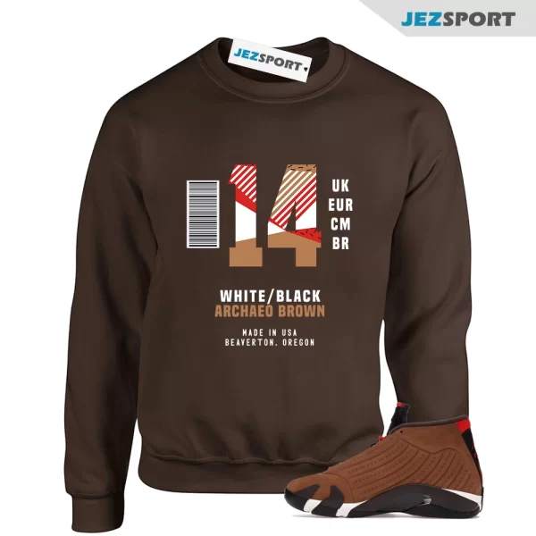 Box Label Sweatshirt Brown to Match Air Jordan 14 Winterized, DO9406-200 Matching Sneaker Sweatshirt