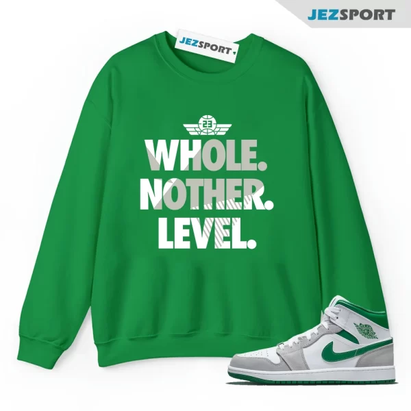 Next Level Sweatshirt to Match Air Jordan 1 Mid SE Grey Pine Green DC7294-103, Matching Sneaker Sweatshirt