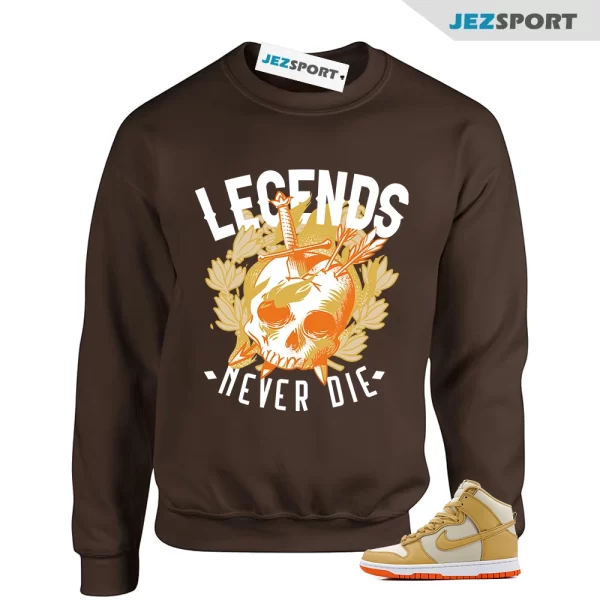 Legendary Sweatshirt to Match Dunk High Wheat Gold Safety Orange DV7215-700, Matching Sneaker Sweatshirt