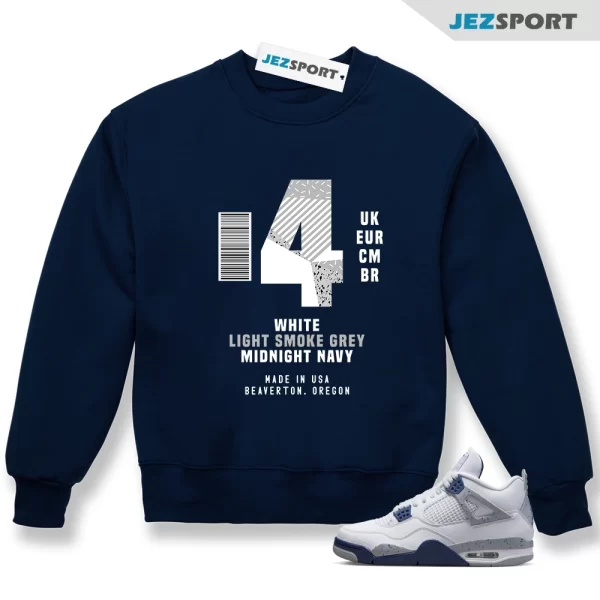 Box Label Sweatshirt to Match Jordan 4 Retro Midnight Navy, DH6927-140, Matching Sneaker Sweatshirt