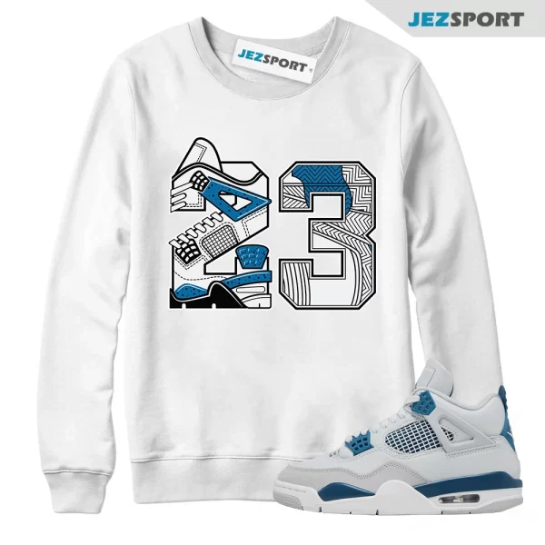 Sweatshirt To Match Jordan 4 Military Blue The 23 Blue White Match Tees, Matching Sneaker Sweatshirt