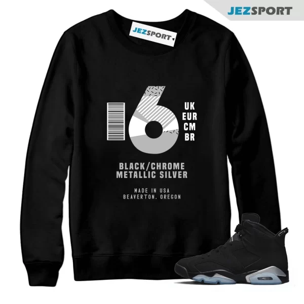 Box Label Shirt Black to Match Jordan 6 Retro Chrome Metallic Silver DX2836-001