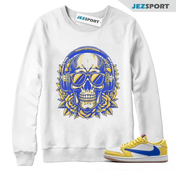 Deadstock Sweatshirt White to Match Jordan 1 Low Travis Canary Elkins DZ4137-700, Matching Sneaker Sweatshirt