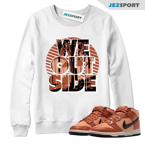 We Outside Sweatshirt White to Match Dunk Mid Amber Brown DZ2533-200 Matching Sneaker Sweatshirt