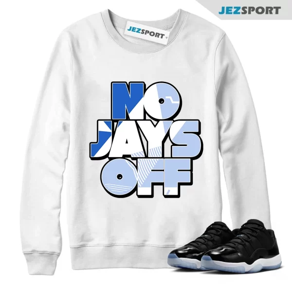 Jay All Day Sneaker Sweatshirt White to Match Jordan 11 Low Space Jam FV5104-004, Matching Sneaker Sweatshirt