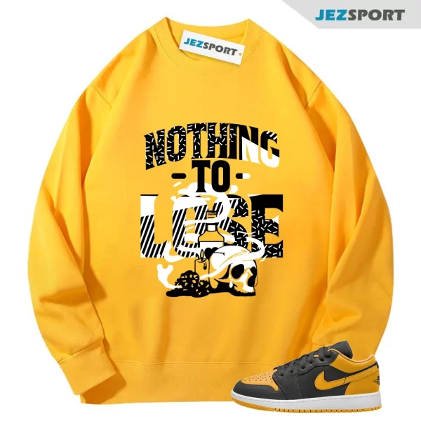 Nothing to Lose Sweatshirt Yellow to Match Air Jordan 1 Low Yellow Ochre 553558-072, Matching Sneaker Sweatshirt