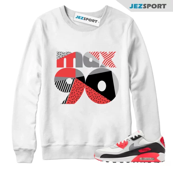 Retro Classic Sweatshirt to Match Air Max 90 GORE-TEX Infrared FD5810-101, Matching Sneaker Sweatshirt