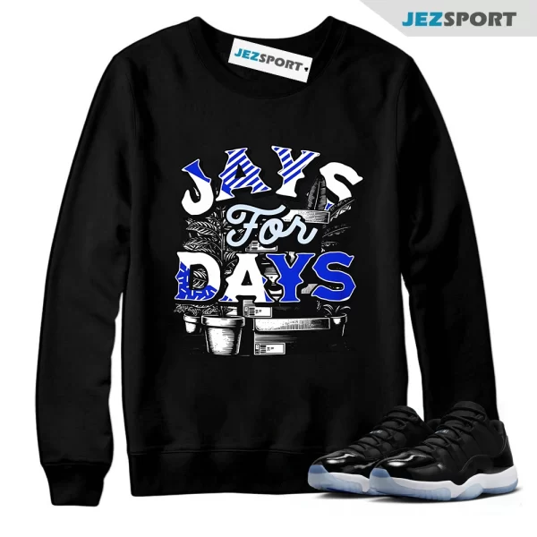 Stacked Sweatshirt Black to Match Jordan 11 Retro Low Space Jam FV5104-004, Matching Sneaker Sweatshirt