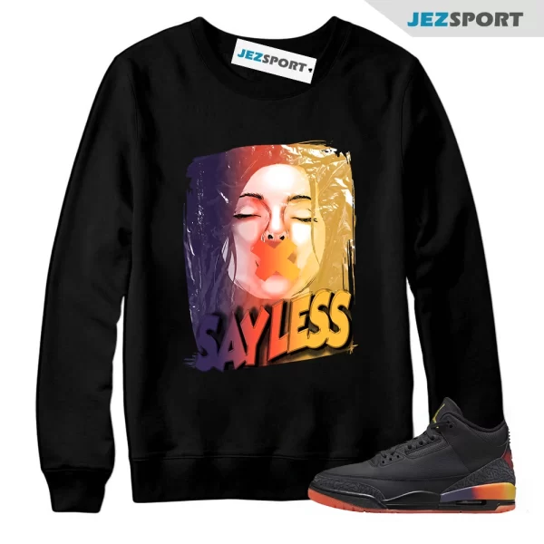 3 Jordan Balvin Rio Black Solar Flare Total Crimson Abyss Sweatshirt Match SL, Matching Sneaker Sweatshirt