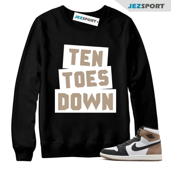 Air Jordan 1 Latte High OG Legend Medium Brown White Sail Black Sweatshirt Match TTD, Matching Sneaker Sweatshirt