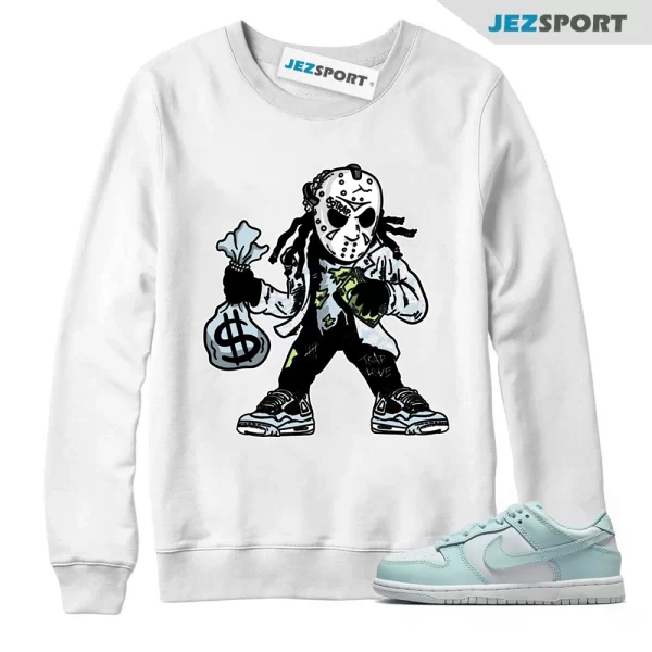 Dunk White Glacier Blue Low GS Sweatshirt Match JASON, Matching Sneaker Sweatshirt