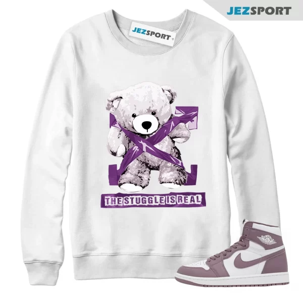 1 High OG Mauve Sky Jordan White Sweatshirt to Match Sneakers AS2, Matching Sneaker Sweatshirt