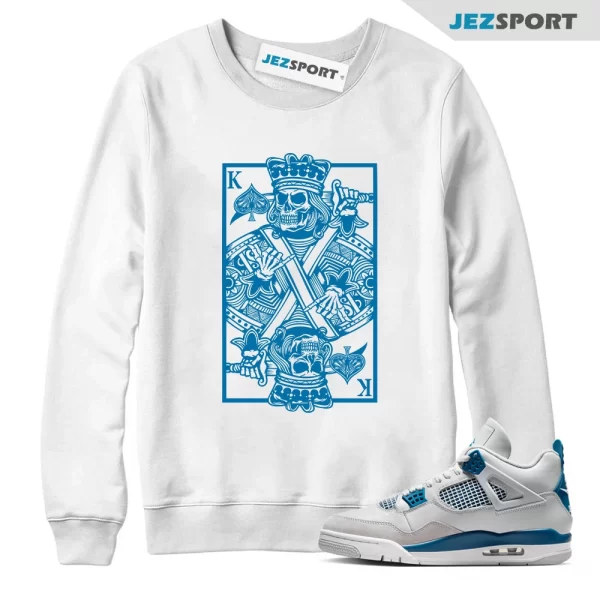 4 Military Blue Neutral Grey White Sweatshirt Match KC, Matching Sneaker Sweatshirt