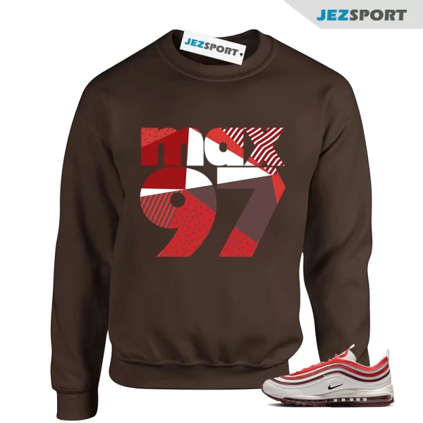 Classic 1997 Sneaker Sweatshirt Brown to Match Air Max 97 Dragon Red FN6957-101, Matching Sneaker Sweatshirt