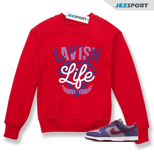 Lavish Sneaker Sweatshirt Red to Match Dunk Low Plum, Matching Sneaker Sweatshirt