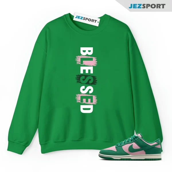 Dunk Low Pink Malachite Medium Soft Sail Match Sweatshirt, Blessed Matching Sneaker Sweatshirt