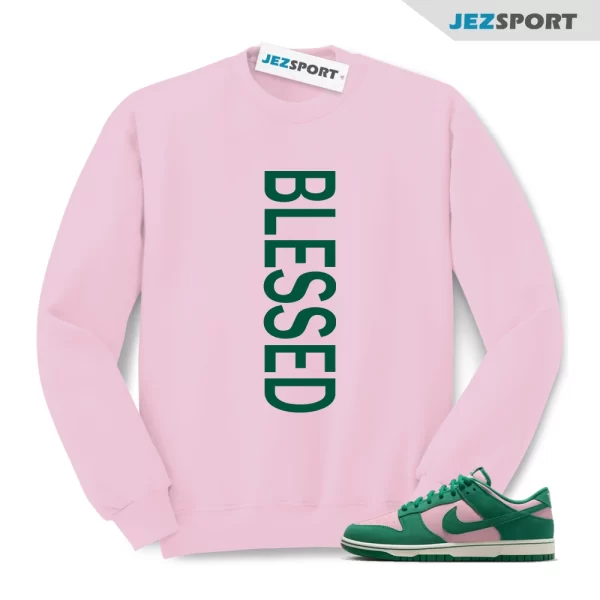 BLSSD Medium Soft Pink Malachite Dunk Low Retro Match Sweatshirt, Matching Sneaker Sweatshirt