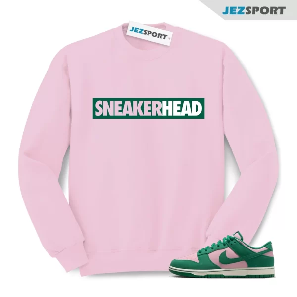 SNHD Medium Soft Pink Malachite Dunk Low Retro Match Sweatshirt, Matching Sneaker Sweatshirt