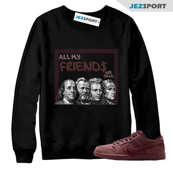 FRNDS Sweatshirt To Match Dunk Low Burgundy Crush City Dark Team Red Earth Dark Pony University, Matching Sneaker Sweatshirt