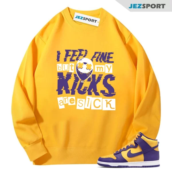 SICK Sweatshirt for Dunk High Purple Yellow Court Gold Home Team Away 95 Lebron 1, Matching Sneaker Sweatshirt