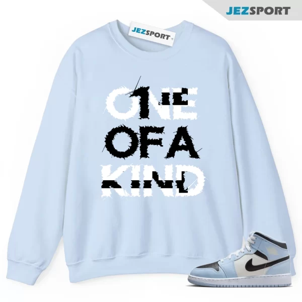 1OAK Sweatshirt for Jordan 1 Mid GS Ice Blue UNC Powder Light Black Sail White University, Matching Sneaker Sweatshirt