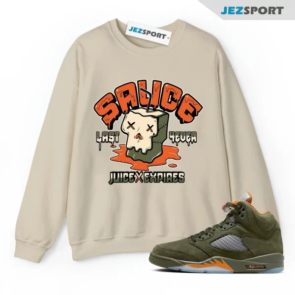 Air Jordan 5 Retro Olive Sweatshirt to Match CELADON SAUCE, Matching Sneaker Sweatshirt