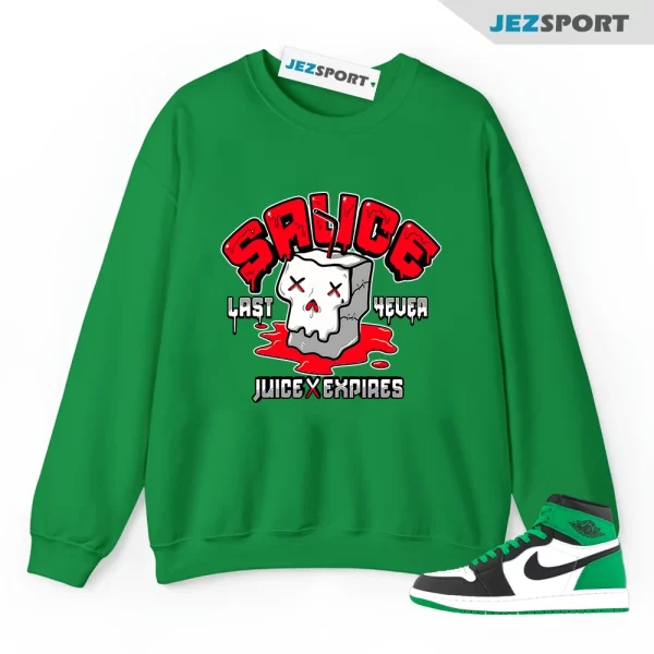 Jordan 1 Lucky Green 1s Sweatshirt to Match, RED SAUCE Matching Sneaker Sweatshirt