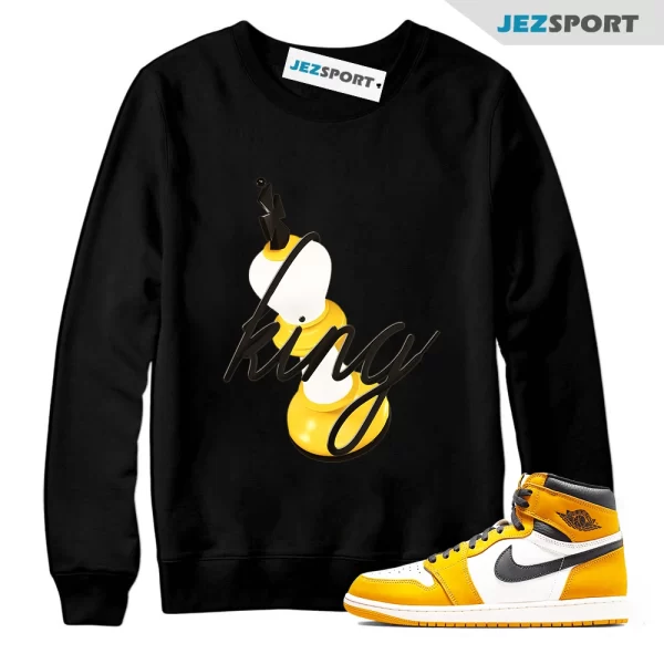 3D King Casual Sneaker Sweatshirt To Match 1s Yellow Ochre Streetwear, Matching Sneaker Sweatshirt