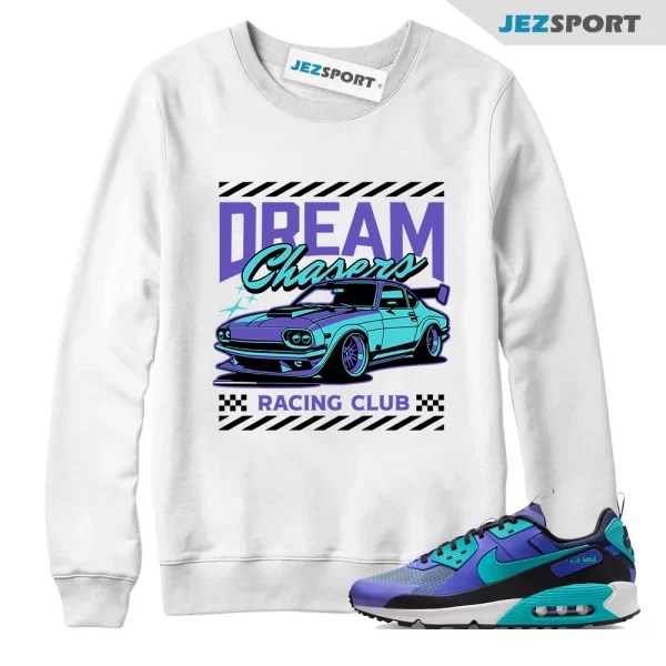 Dream Chaser Sweatshirt to Match Air Max 90 Drift Persian Violet FB2877-500, Matching Sneaker Sweatshirt