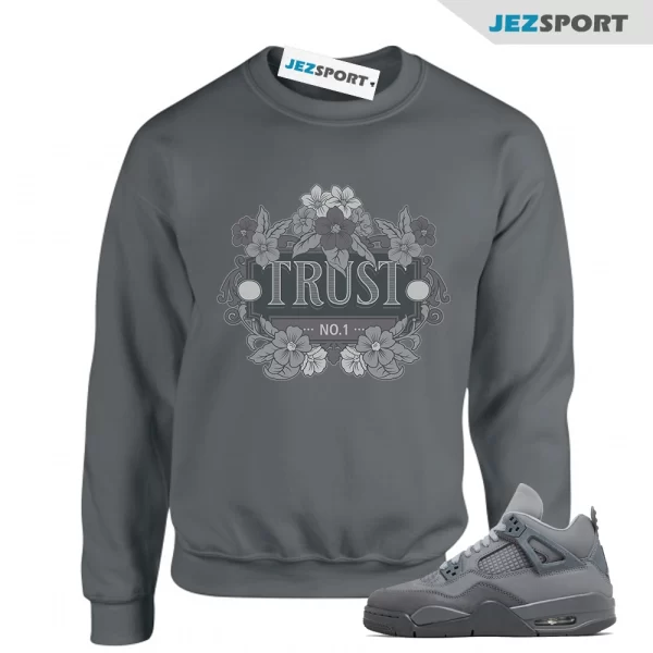 Trust Sneaker Sweatshirt Grey to Match Jordan 4 Retro SE Wet Cement FQ7928-001, Matching Sneaker Sweatshirt