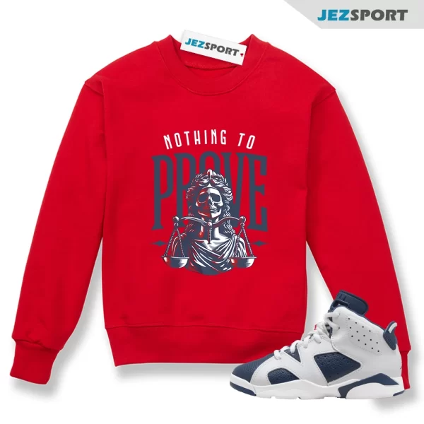 Proof Sneaker Sweatshirt Red to Match Jordan 6 Retro Olympic CT8529-164, Matching Sneaker Sweatshirt