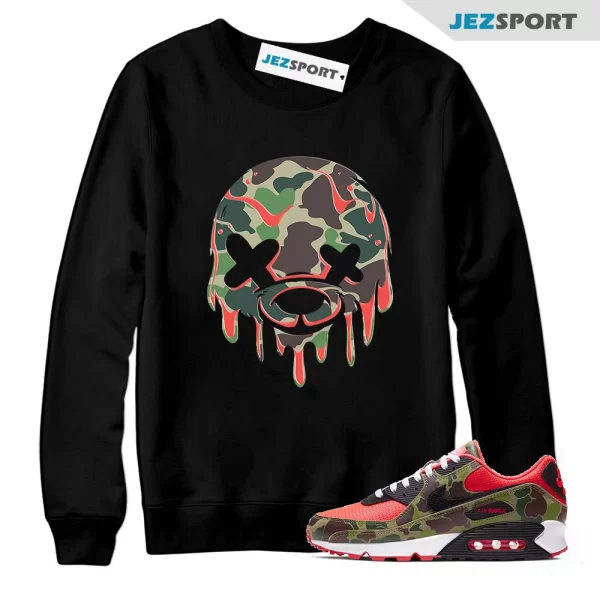 Air Max 90 Reverse Duck Camo Sweatshirt Drippy Bear Graphic Tee, Matching Sneaker Sweatshirt